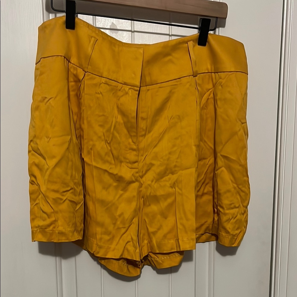 New York & Company Yellow Shorts with Structured Waistband